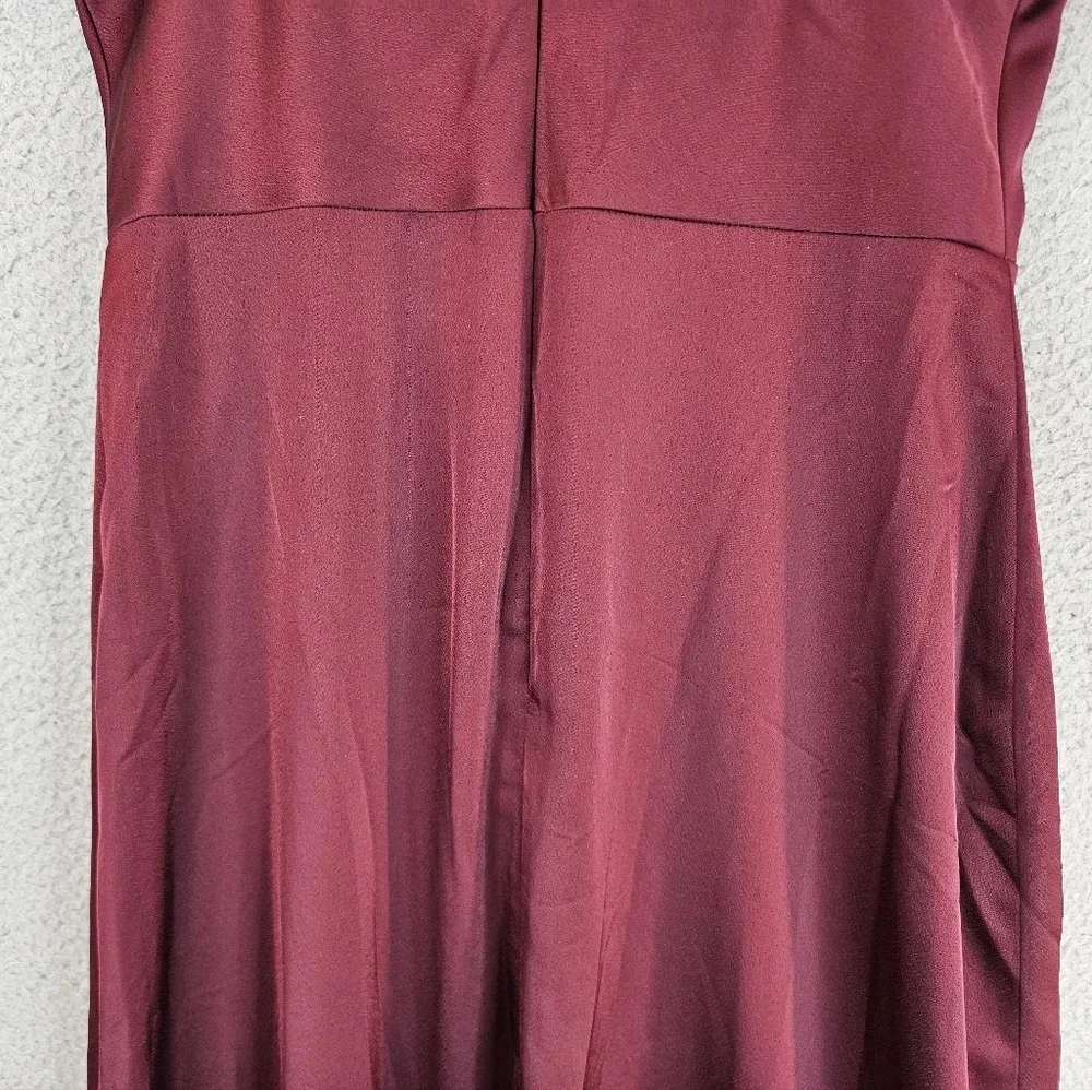 Hayley Paige Maxi Dress Womens Sz 12 Maroon Spagetti Straps Cowl Neck Front Slit